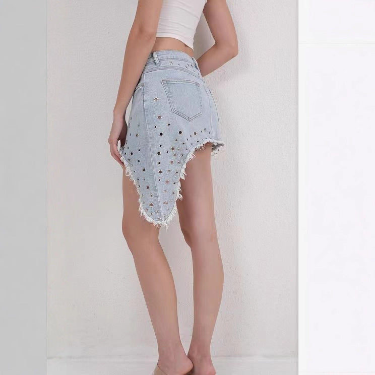 Denim Minirock mit asymmetrischem Saum