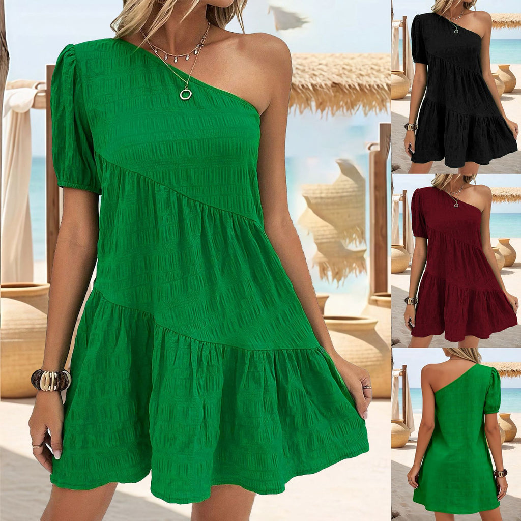 Stilvoll & elegant Einheitsfarben Asymmetrisches Plus-Size Damenkleid
