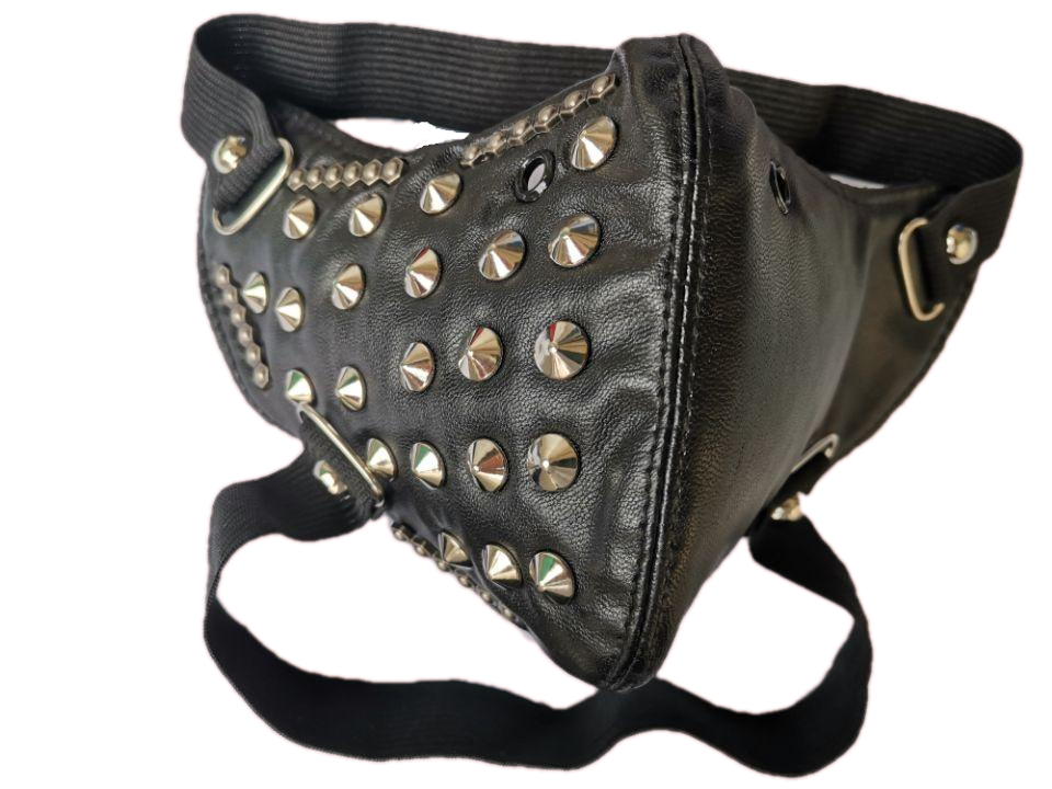 Leder Halbmaske Totenkopf-Reiter Schwarz