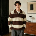 Herren Weit Schnitt Streifen-Lapel Pullover