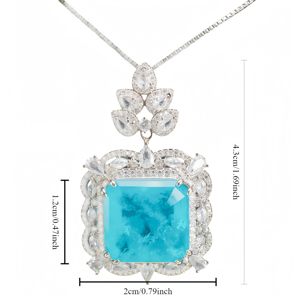 Paraiba-Blau CZ Halo Halskette