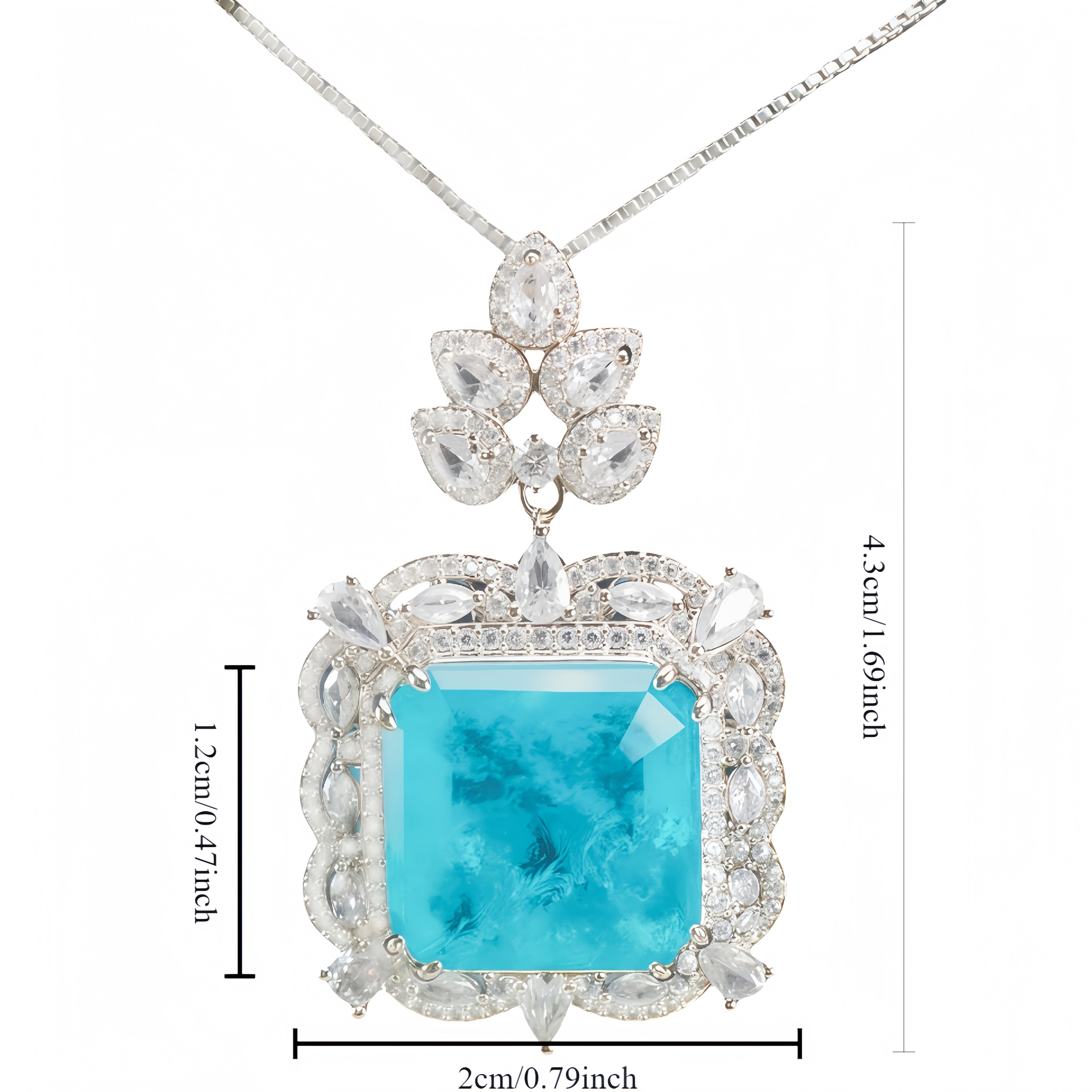 Paraiba-Blau CZ Halo Halskette