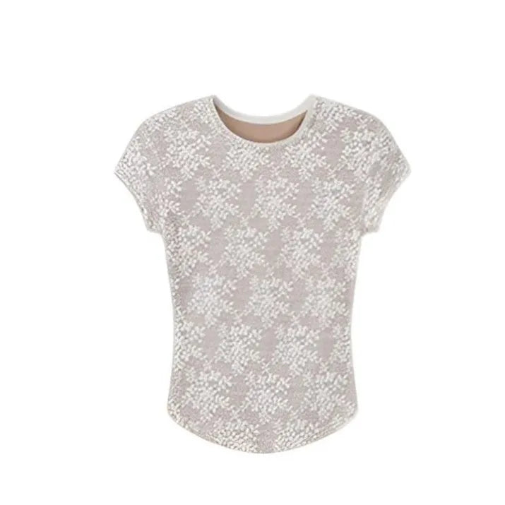Kurzarm-T-Shirt mit Spitze