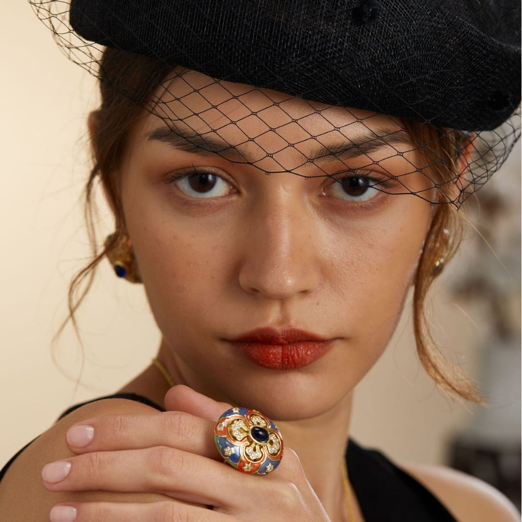 Retro-Emaille-Ring für Damen