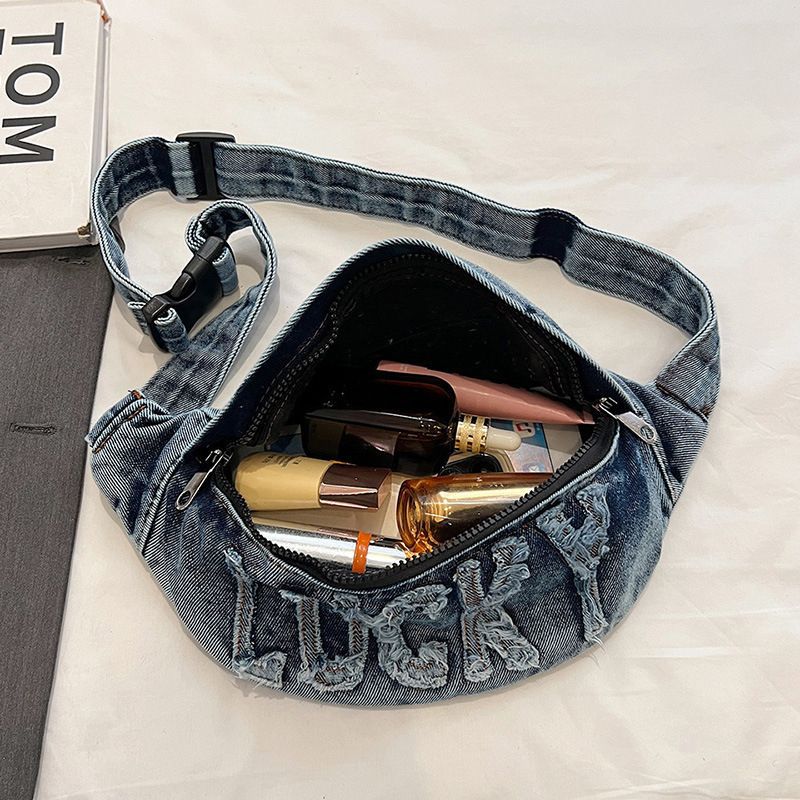 Unisex-Schultertasche aus Denim – Lucky Blue | LuxeStyle