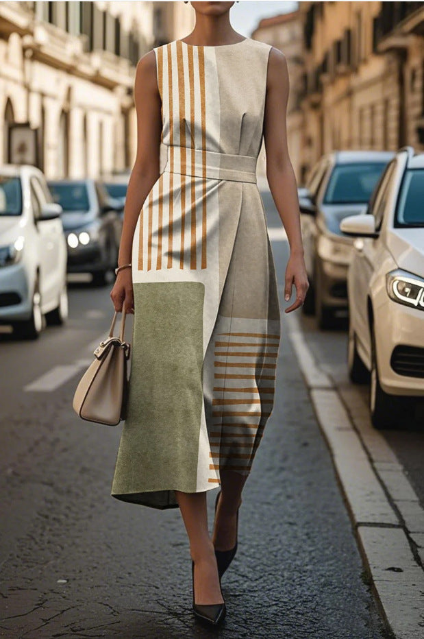 Gestreiftes ärmelloses Maxikleid für grosse Grössen – Bild 2 | LuxeStyle