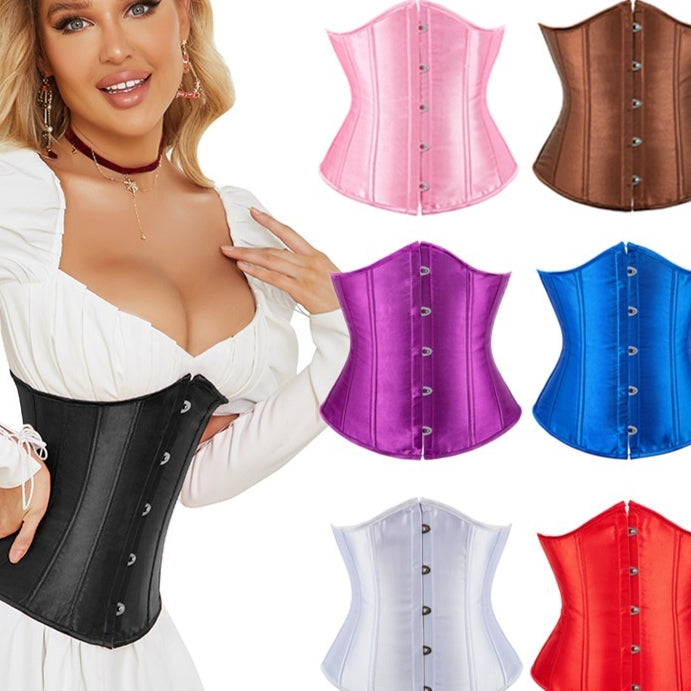 Satin-Korsett mit fünf Knöpfen