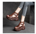Retro-Sandalen mit hohem Absatz