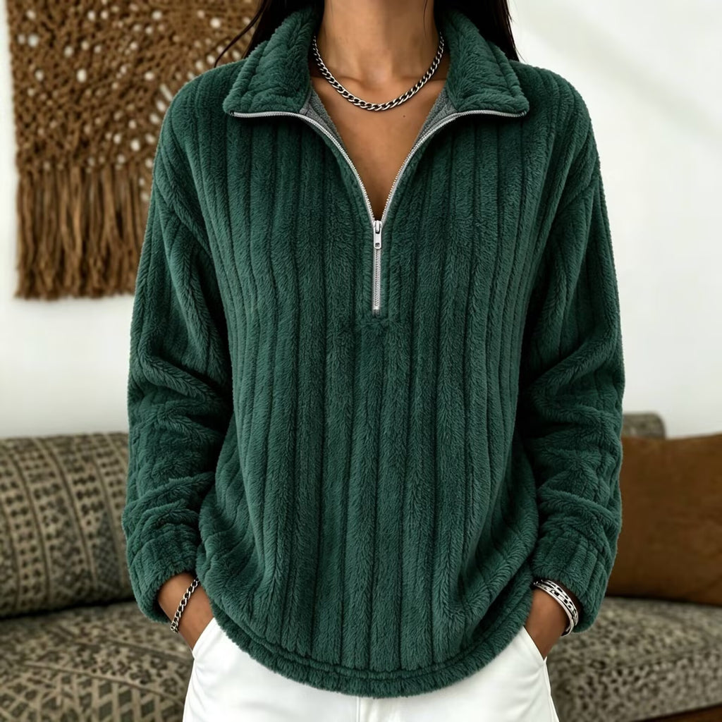 Plüsch-Kapuzenpullover mit Reissverschluss