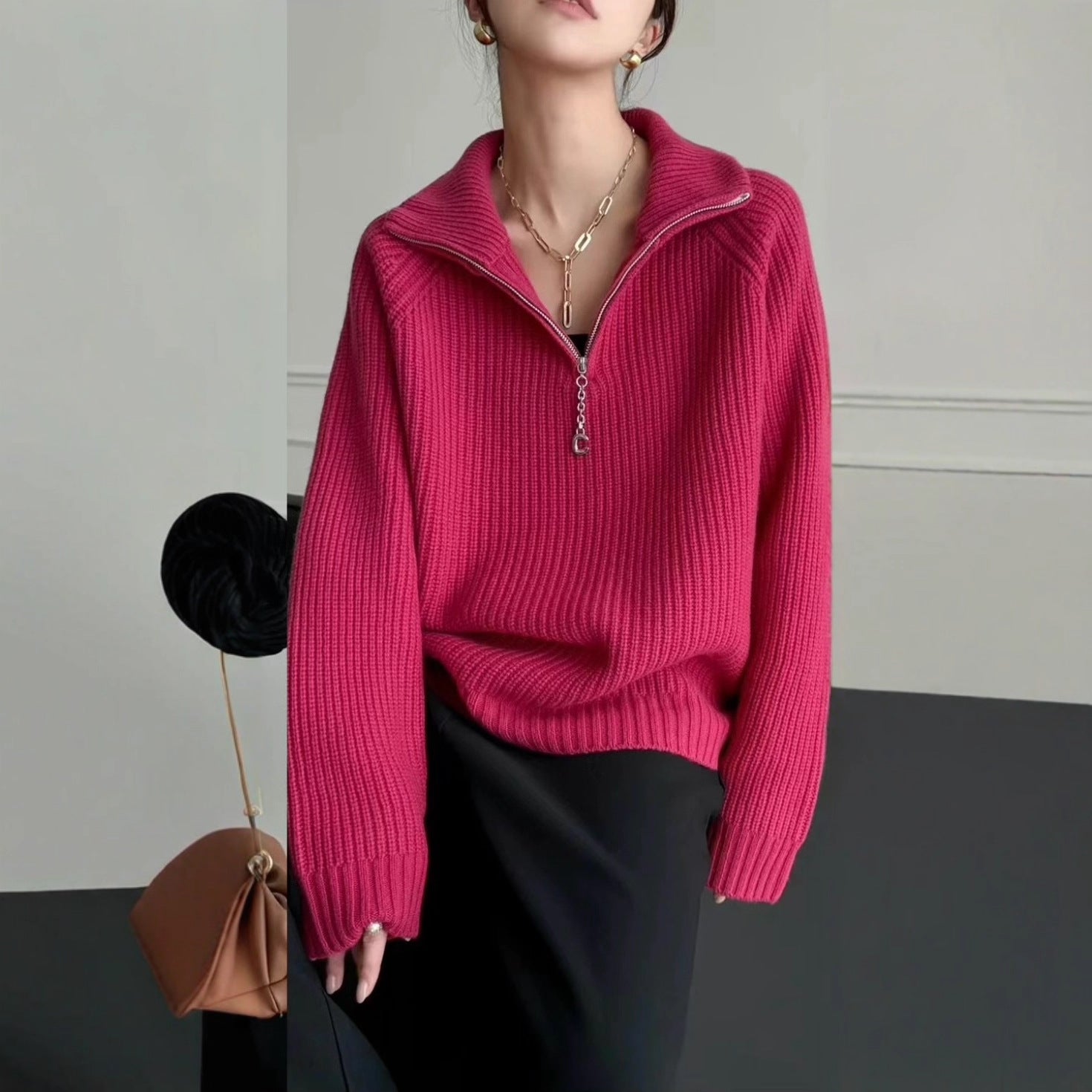 Kuscheliger Strickpullover mit Reissverschluss