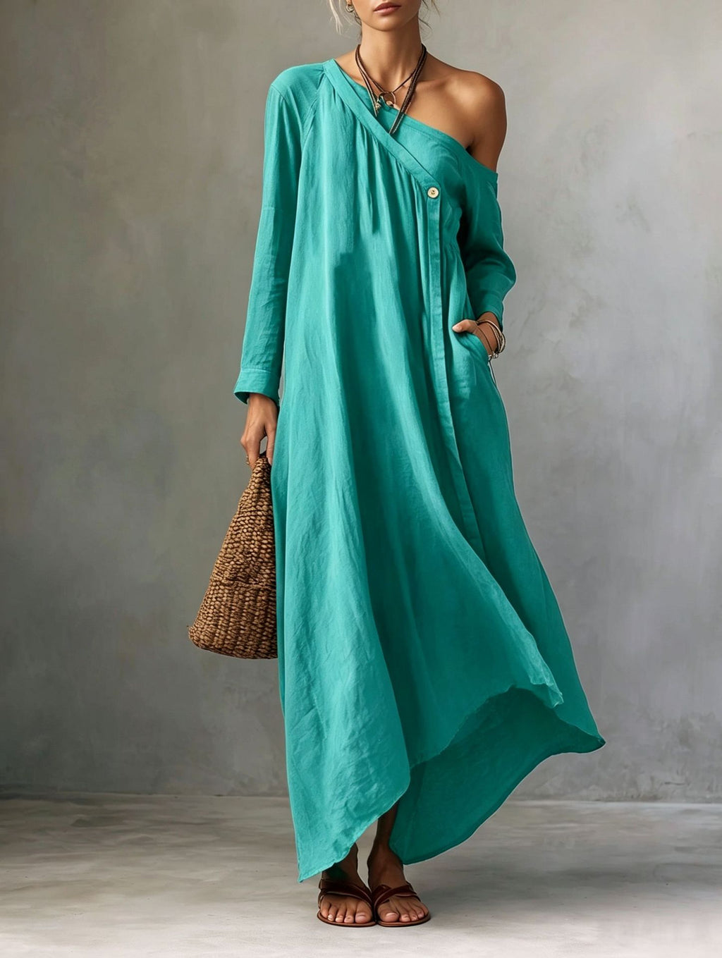 Langes Off-Shoulder-Kleid