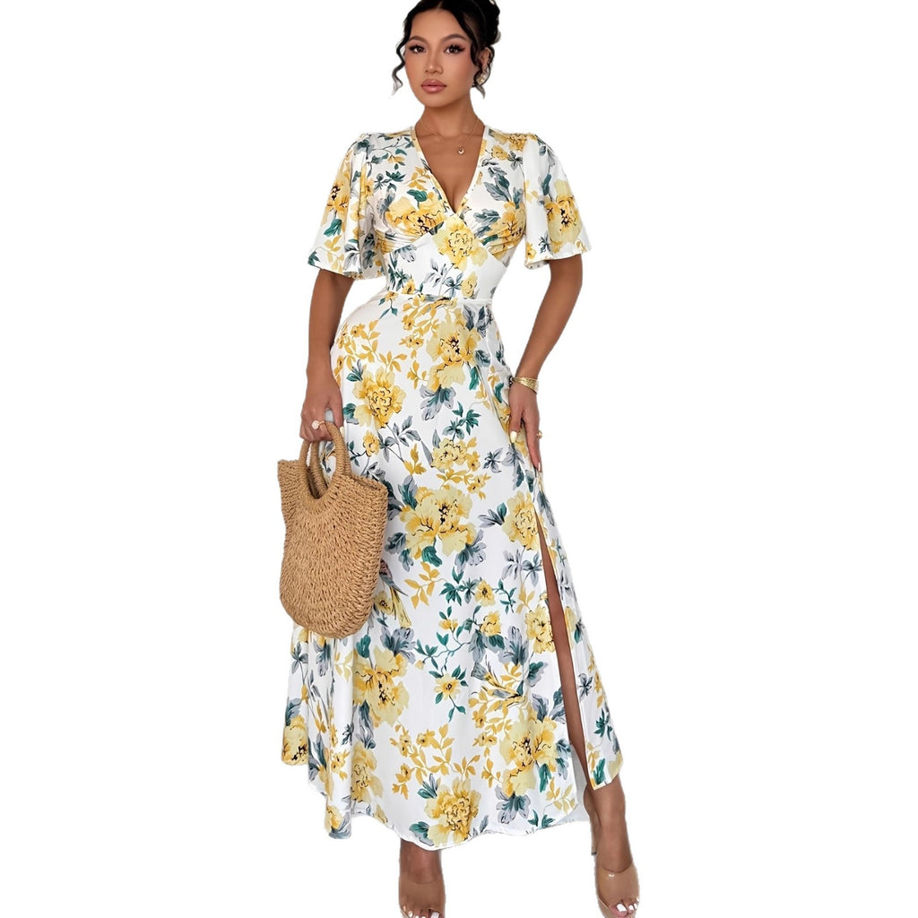 Tailliertes A-Linien Midikleid mit Blumendruck – Bild 5 | LuxeStyle