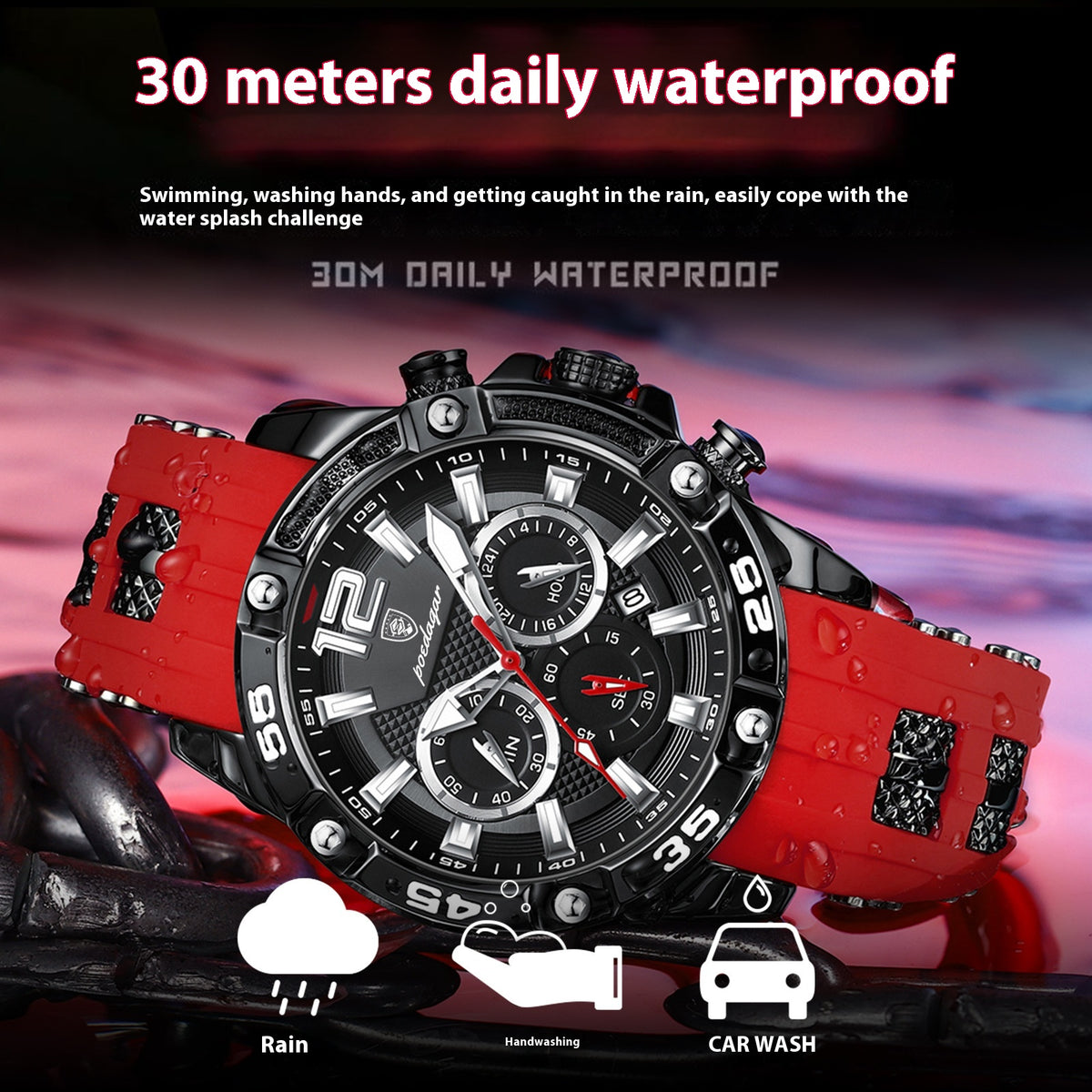 Multifunktionale Herrenuhr mit Silikonarmband – Bild 6 | LuxeStyle