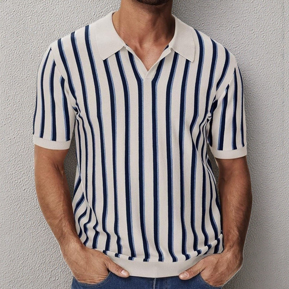 Gestreiftes Strick-Polohemd für Herren – Bild 5 | LuxeStyle