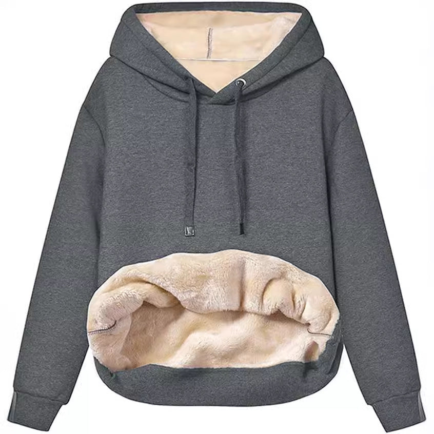 Warmes Fleece Kapuzen-Sweatshirt mit Taschen