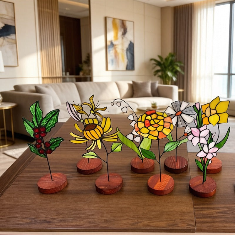 Blumendekoration aus Buntglas