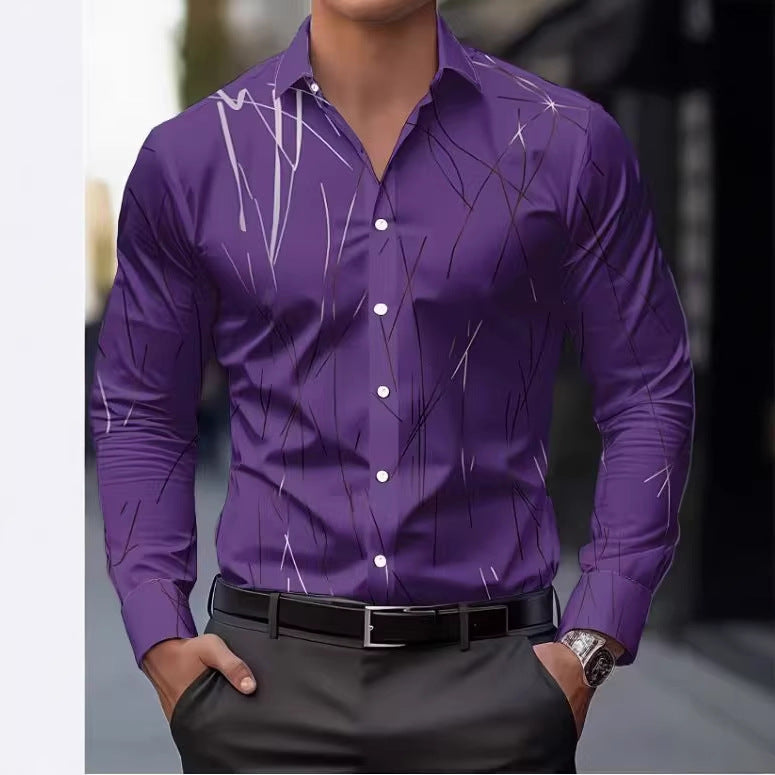 Slim-Fit Langarmshirt mit Linear-Print für Herren – Bild 10 | LuxeStyle