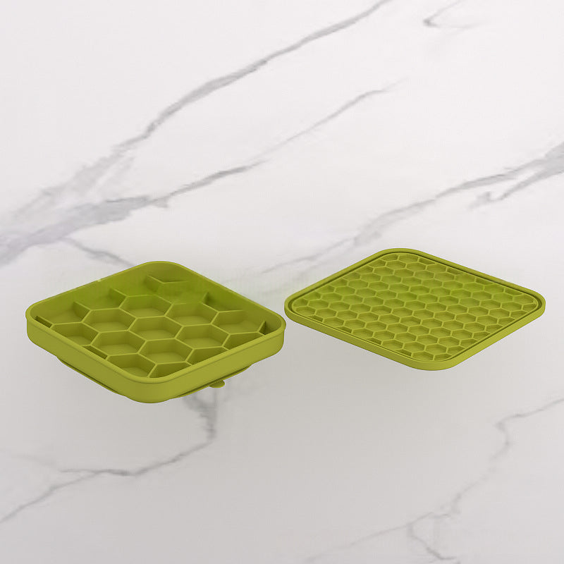 Silikon-Anti-Schling-Napf mit Wabenmuster und Deckel – Bild 3 | LuxeStyle