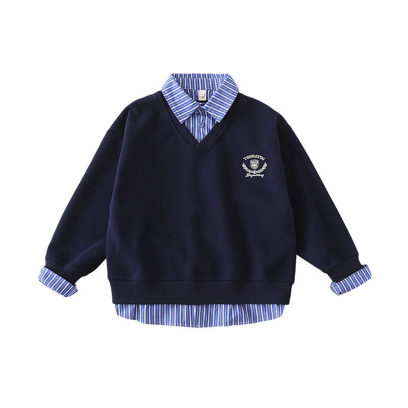 Kinder Patchwork Rollkragenpullover