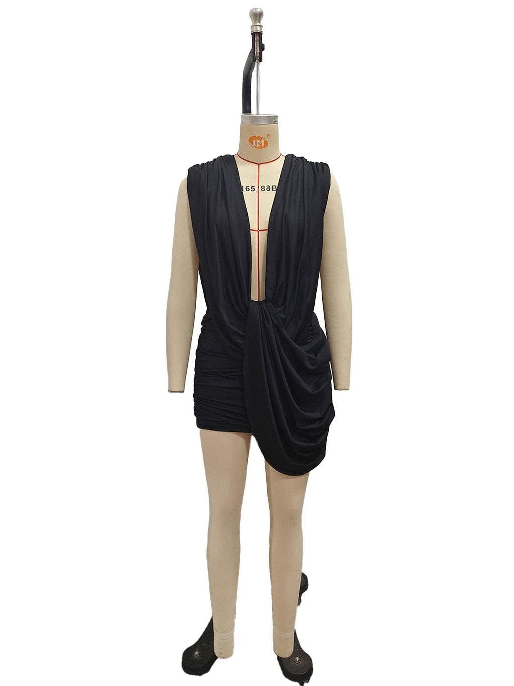 Plissiertes Mini-Kleid mit V-Ausschnitt – Bild 3 | LuxeStyle