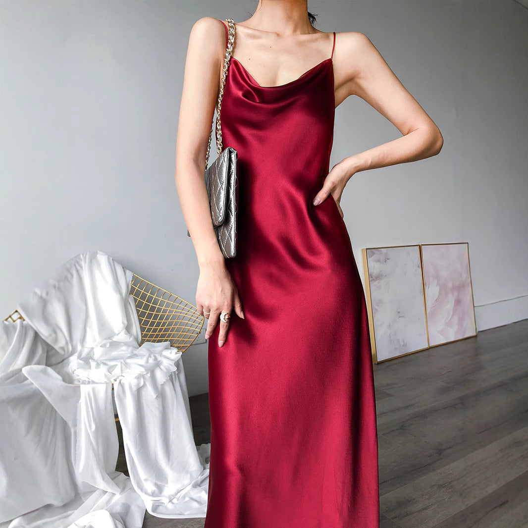 Satin-Trägerkleid aus Azetat – Bild 16 | LuxeStyle