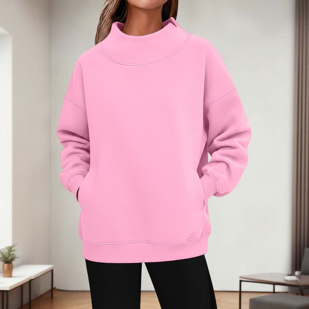 Damen Rollkragen Hoodie mit 3D-Effekt