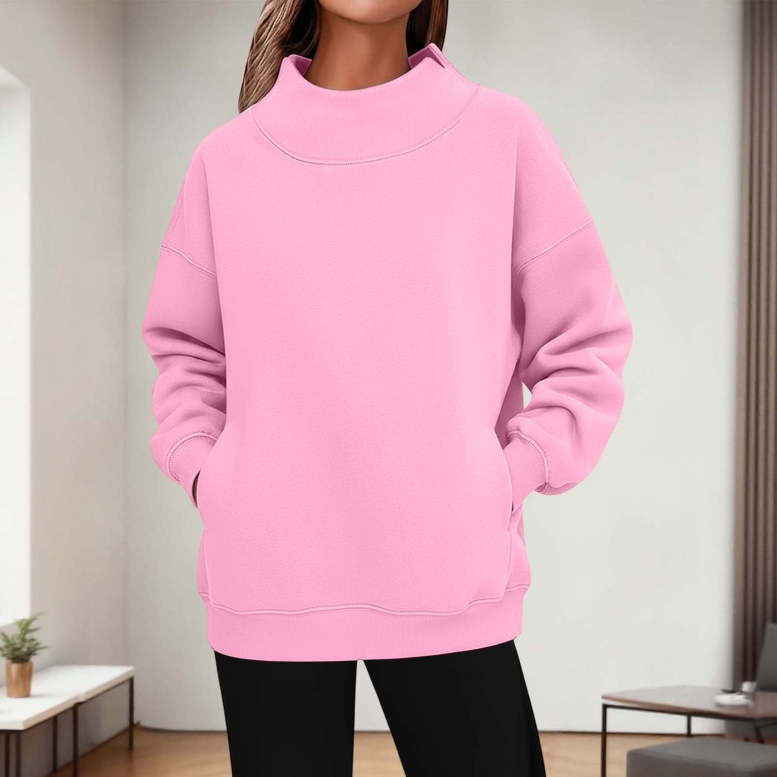 Damen Rollkragen Hoodie mit 3D-Effekt