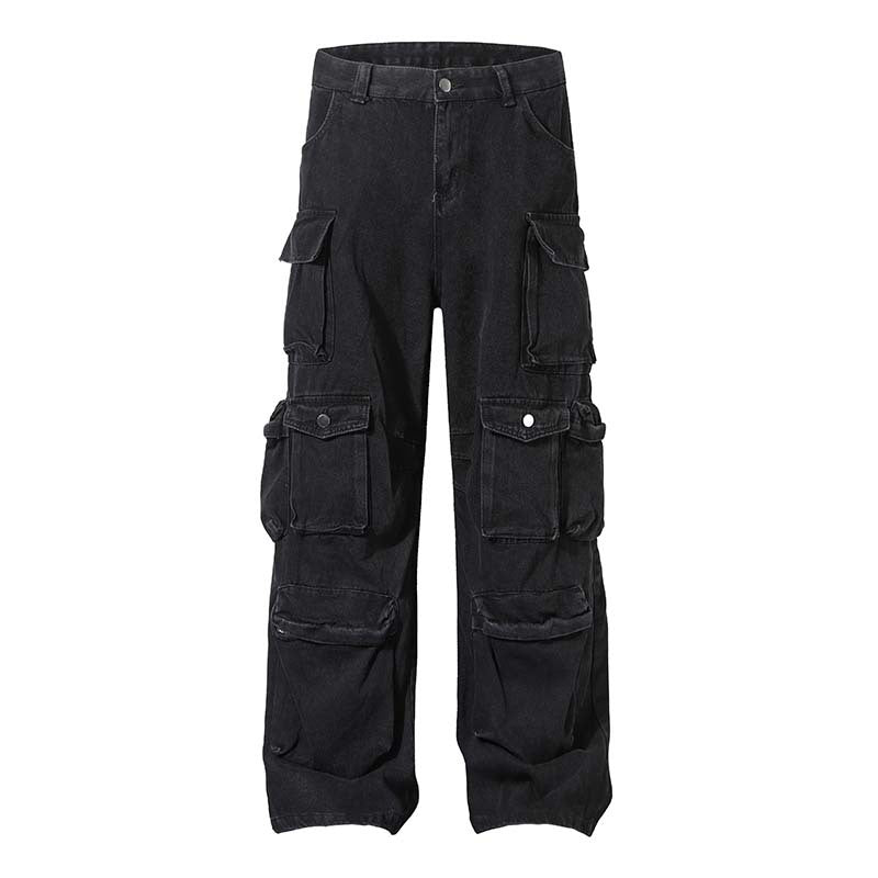 Schwarze Cargo-Hose mit mehreren Taschen