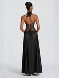Satin-Abendkleid mit Spitze – Bild 2 | LuxeStyle