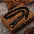 Herren-Halskette Fenrir Edelstahl Weizenkette schwarz