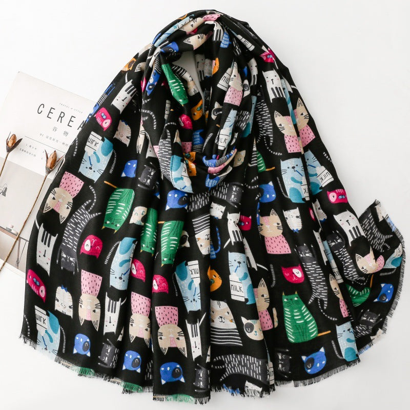 Schal mit Katzenmuster im Koreanischen Stil