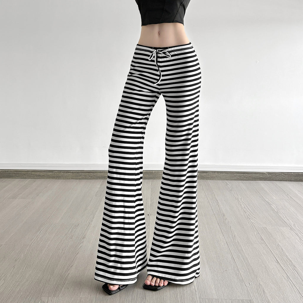 Retro Color-Block Hose mit Streifen und Bindedetail