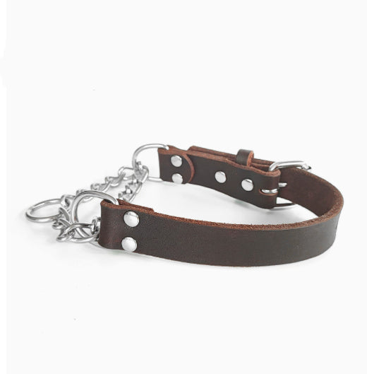 Halblederhalsband mit Edelstahl-Kette – Bild 3 | LuxeStyle