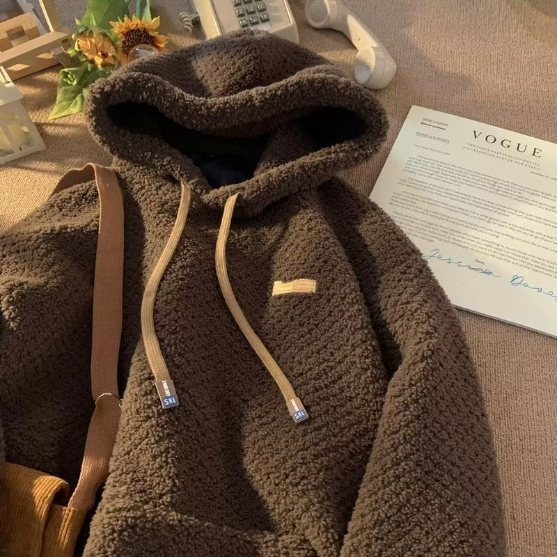 Extra-dickes Lammwoll-Fleece-Hoodie