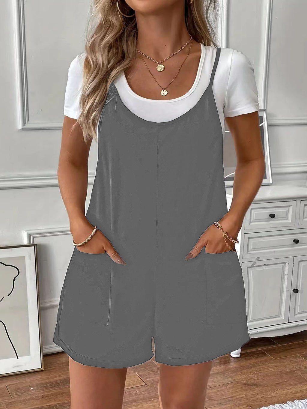 Overall-Playsuit mit Spaghettiträgern