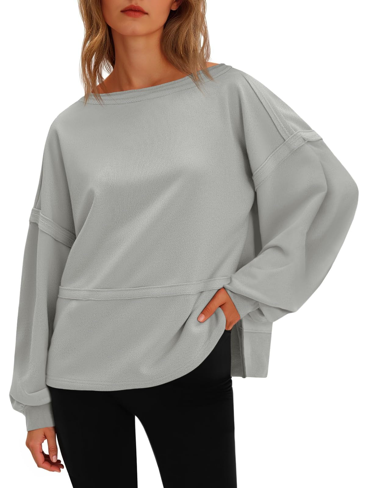 Lässiges Cropped Sweatshirt mit Laternenärmeln