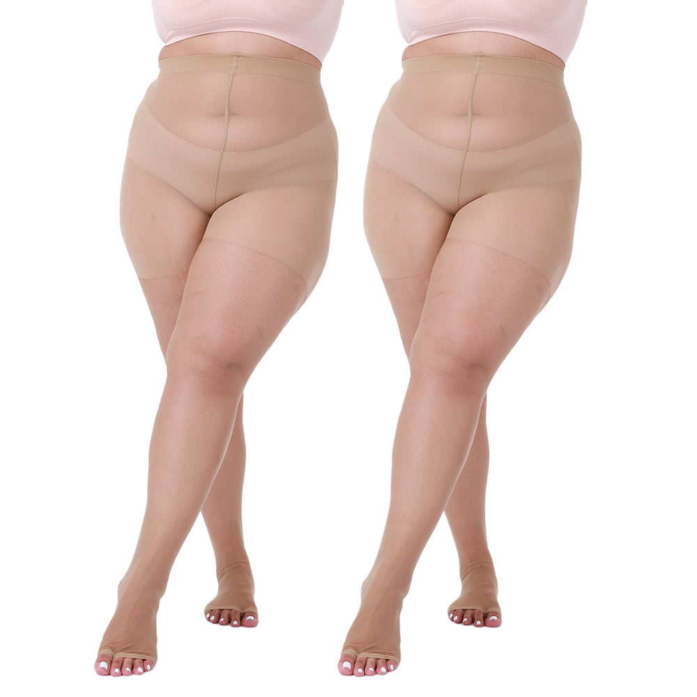 2 Paar 20D Ultra Toeless Sheer Tights