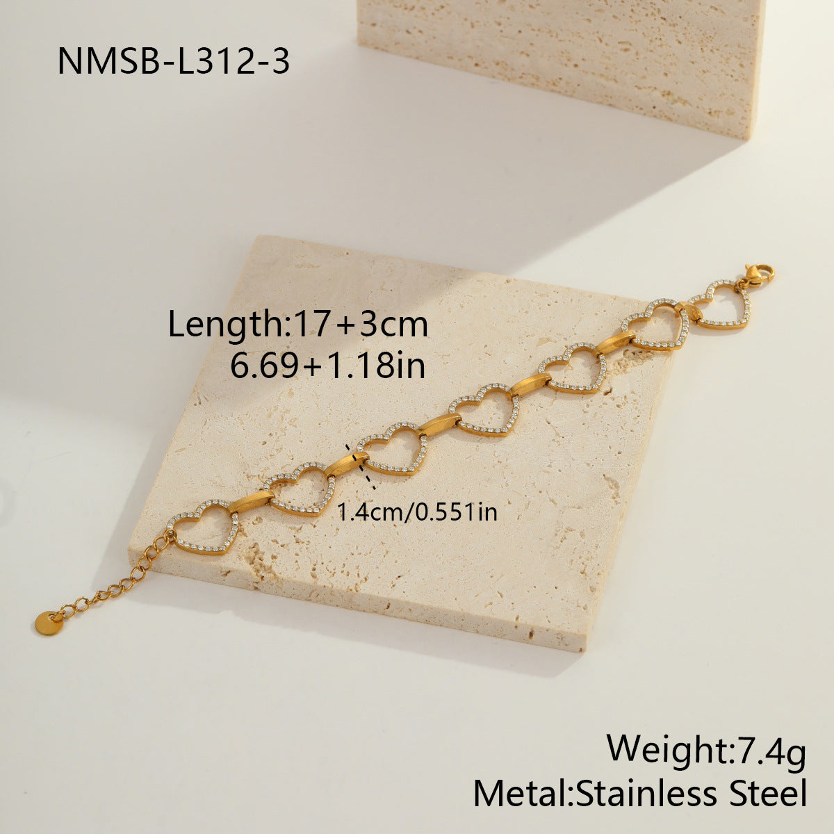 Herz-Zirkon Armband aus farbbeständigem Edelstahl – Bild 4 | LuxeStyle