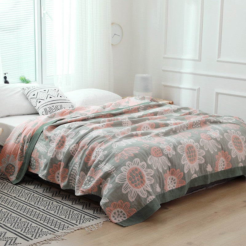 Musselin Baumwolldecke mit Pflanzenmuster