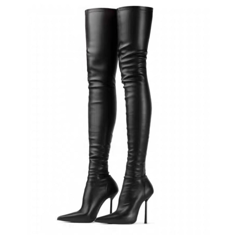 Spitzschuh-Boots mit Stiletto-Absatz, überknie, Plus-Größen