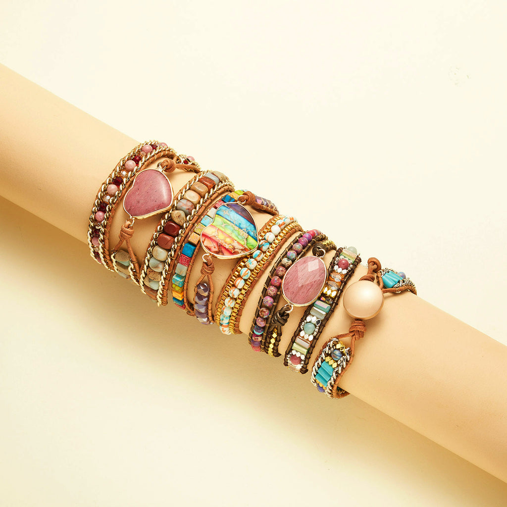 Gewickeltes Armband mit drei Lagen und Achat – Bild 4 | LuxeStyle