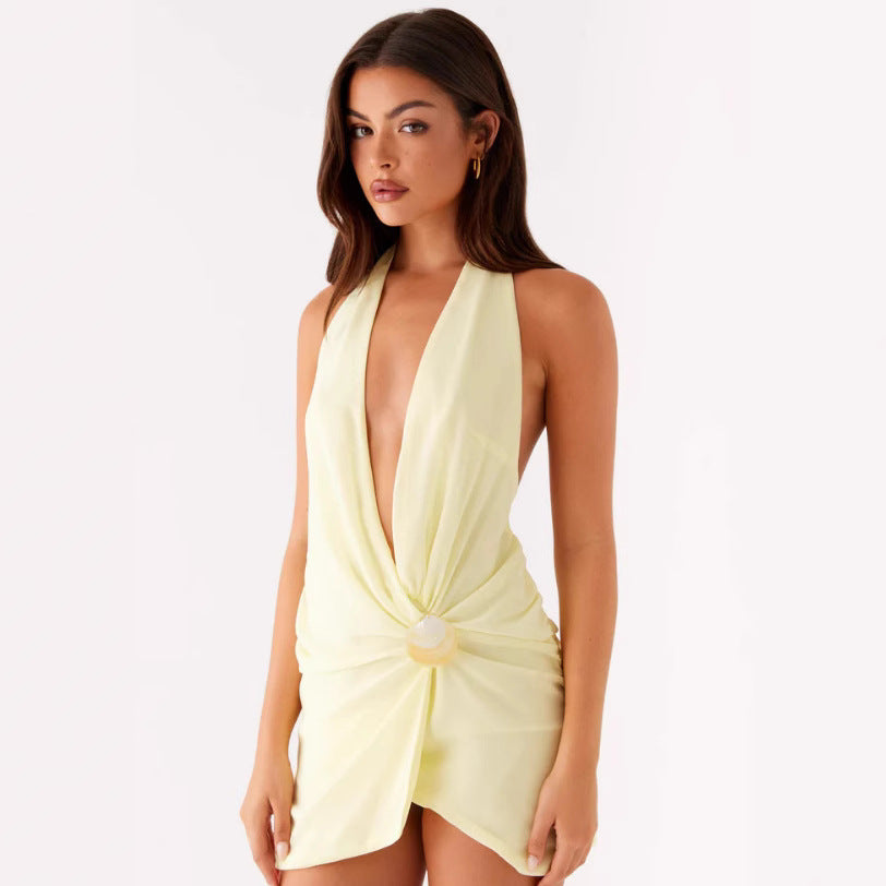 Neckholder Minikleid im europäischen Stil