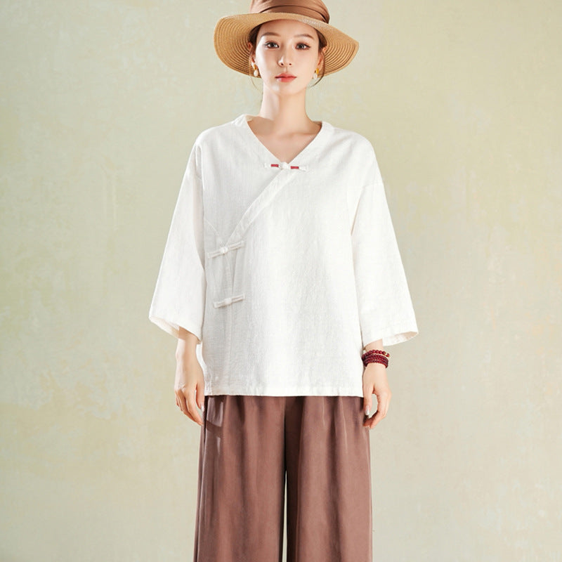 Vintage-Top mit diagonalem Verschluss