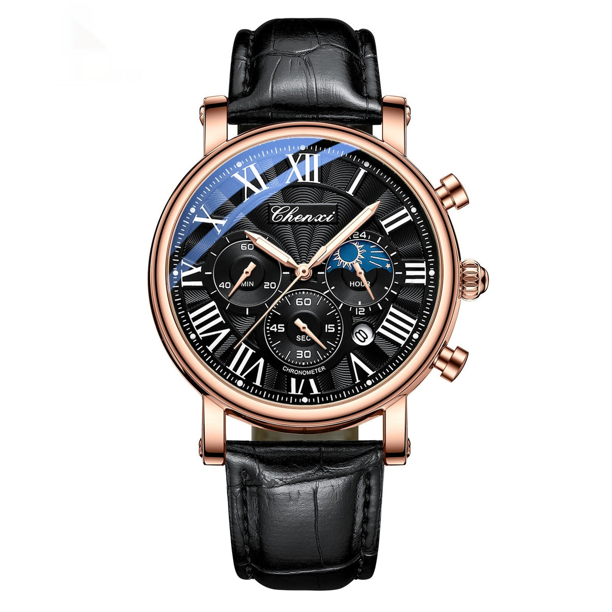 Herren-Armbanduhr mit Mondphase und Kalender – Bild 6 | LuxeStyle