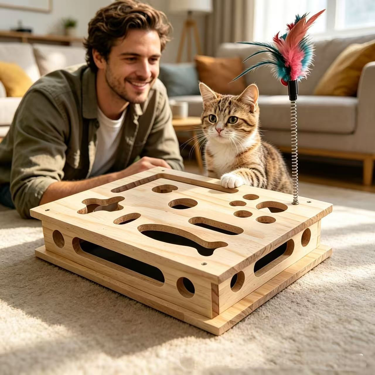 Kratzbox aus Holz für Katzen
