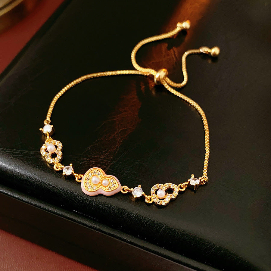 18K Vergoldetes Zirkon-Perlenarmband – Ansicht 3