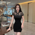 Lace-Panel Cheongsam-Kleid