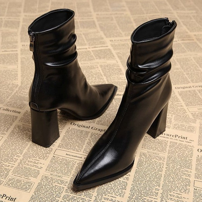 Warme Velours-Stiefel mit Absatz