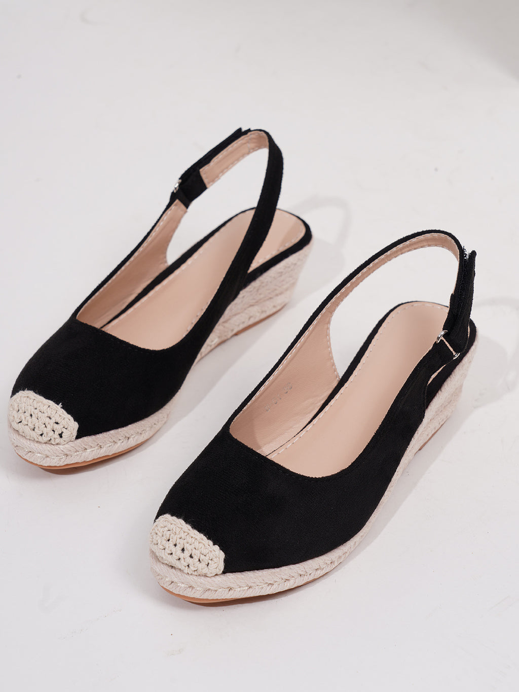 Retro Slingback Keilsandalen mit Strohgeflecht