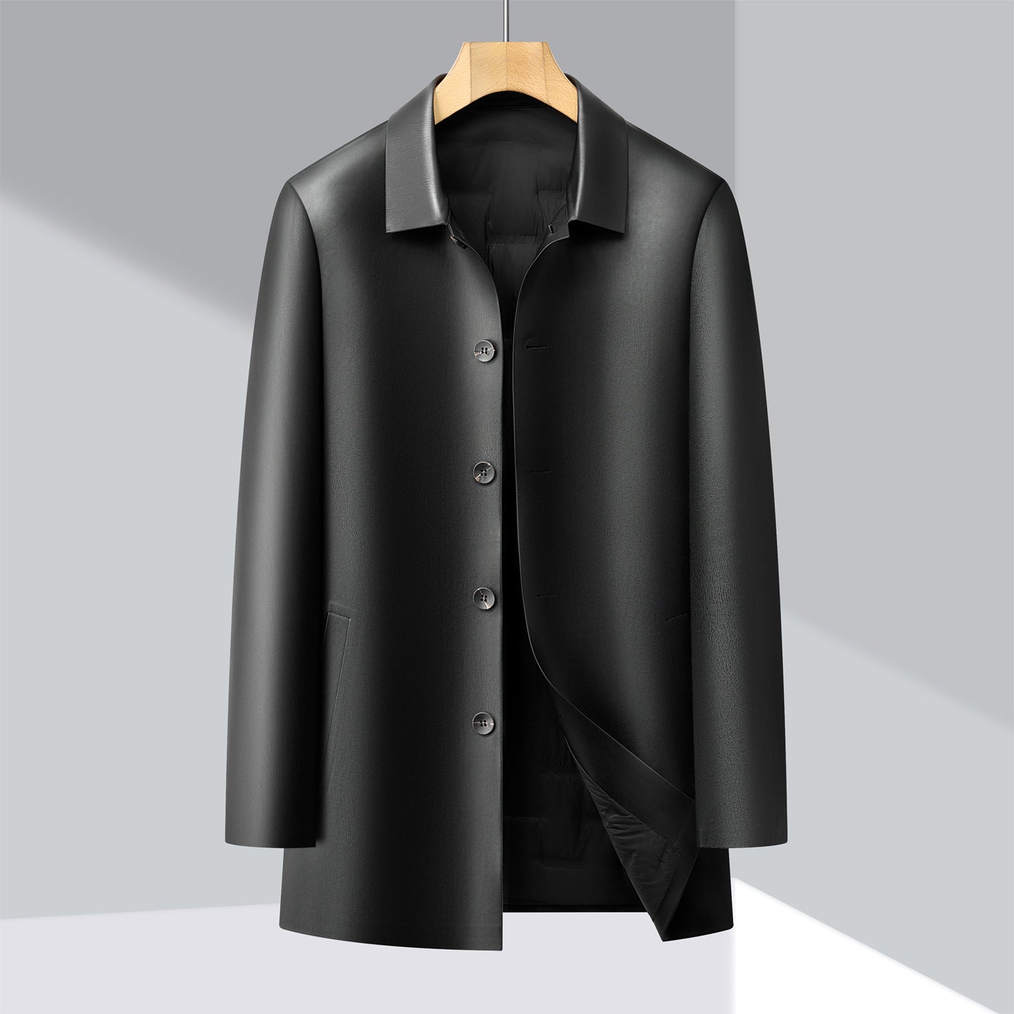 Lederjacke mit abnehmbarem Futter